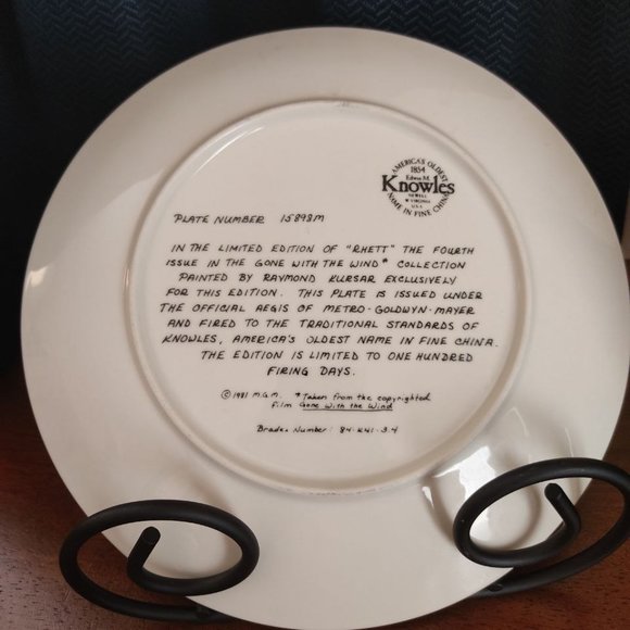 Knowles Gone with the Wind Collector Plate - 'Rhett' (#PLT264) - Picture 3 of 3